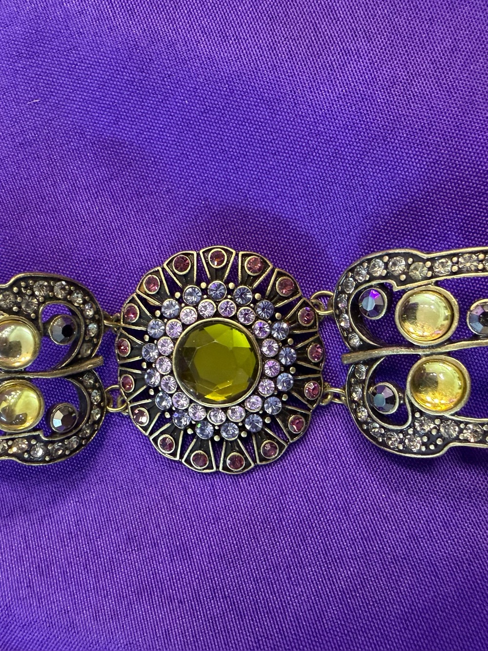Park Lane Statement Bracelet Antique Gold Multicolor Crystal Jeweled